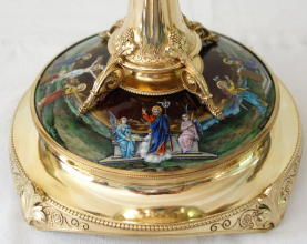 Solid silver gilt antique French Romanesque Chalice.